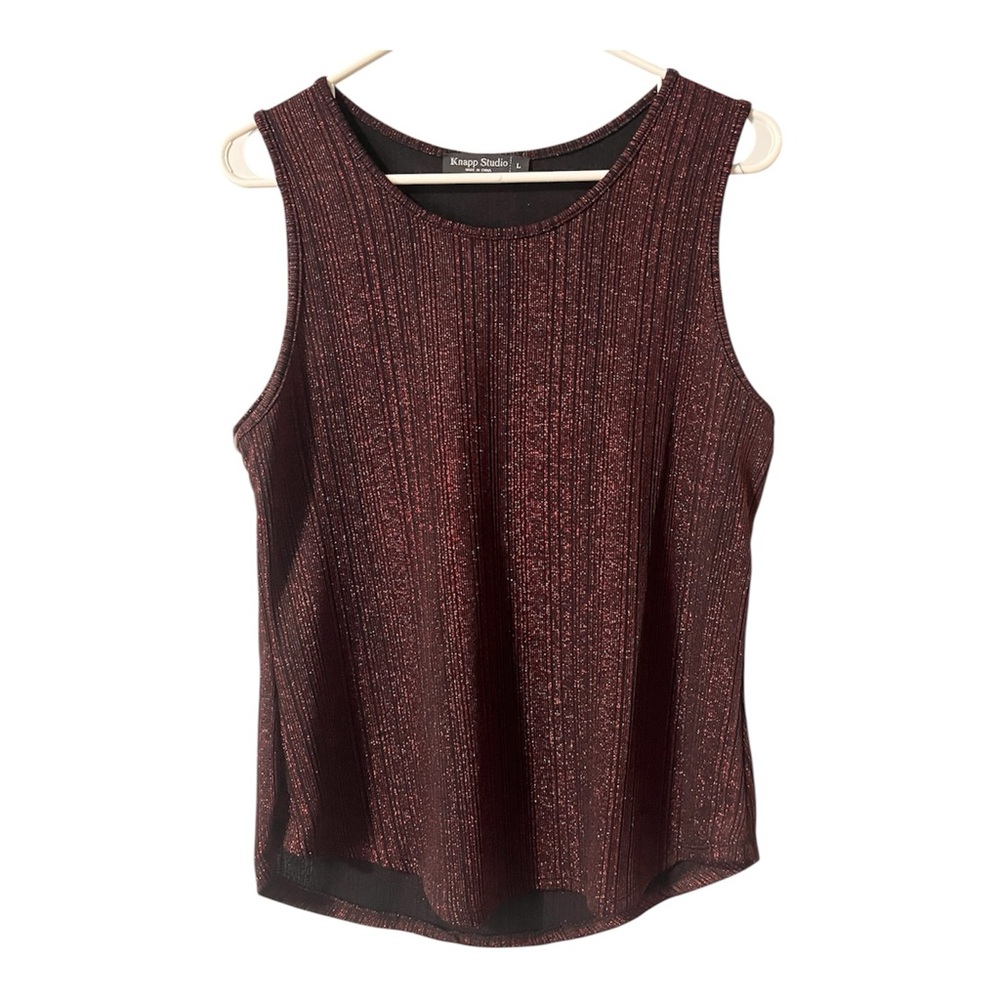 Knox Studio Metallic Wine Ribbed Tank Top
